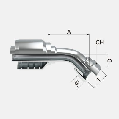 FHOF45T - ORFS Female Swivel - 45º Elbow