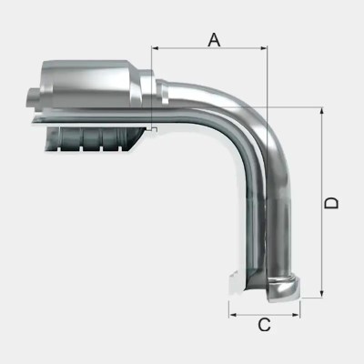 FJPA90L Flange a 90º Largo Código 61 - SAE 3000 PSI