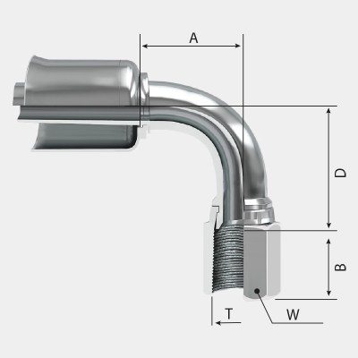 FRFJD90T Hembra Giratoria Dual Flare Codo a 90°Con Ferrul de Hierro para R5T